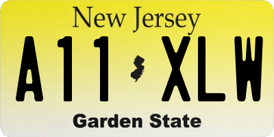 NJ license plate A11XLW