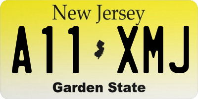 NJ license plate A11XMJ