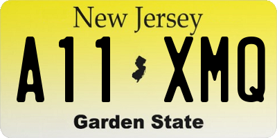 NJ license plate A11XMQ