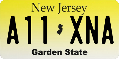 NJ license plate A11XNA