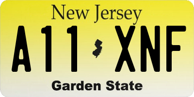 NJ license plate A11XNF