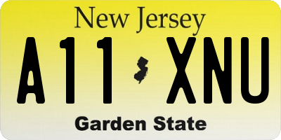 NJ license plate A11XNU