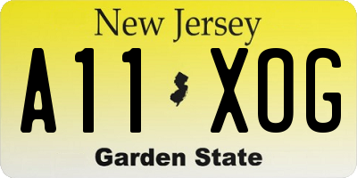 NJ license plate A11XOG