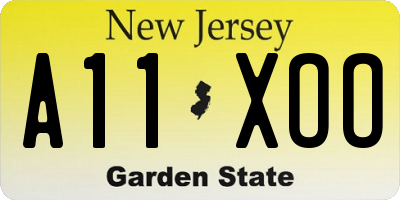 NJ license plate A11XOO