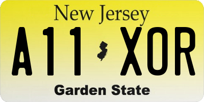 NJ license plate A11XOR