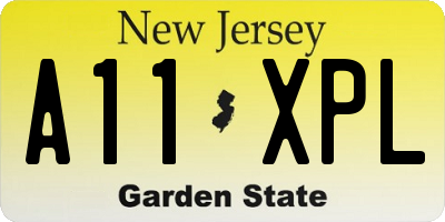 NJ license plate A11XPL