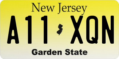 NJ license plate A11XQN