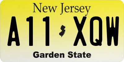 NJ license plate A11XQW
