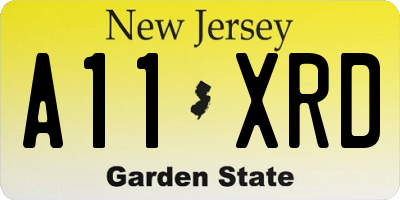 NJ license plate A11XRD