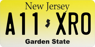 NJ license plate A11XRO