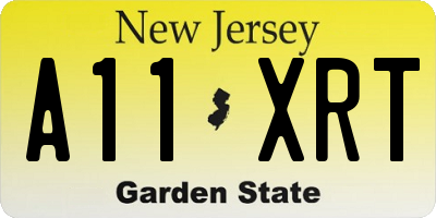 NJ license plate A11XRT