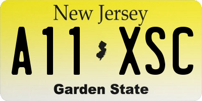 NJ license plate A11XSC