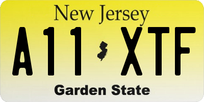 NJ license plate A11XTF