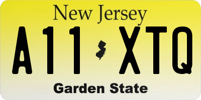NJ license plate A11XTQ