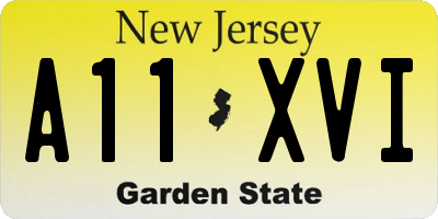 NJ license plate A11XVI