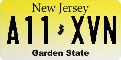 NJ license plate A11XVN