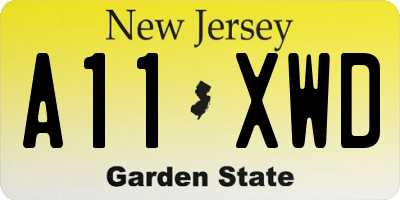 NJ license plate A11XWD