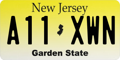 NJ license plate A11XWN