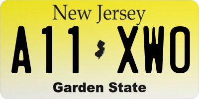 NJ license plate A11XWO