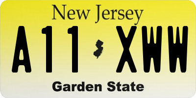 NJ license plate A11XWW