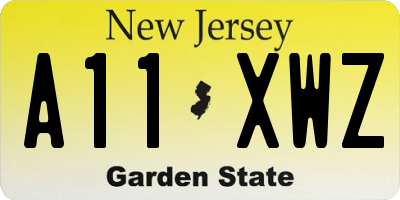 NJ license plate A11XWZ