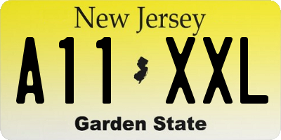 NJ license plate A11XXL