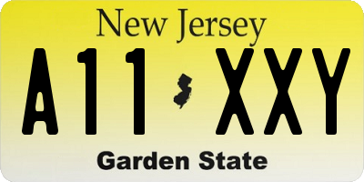 NJ license plate A11XXY
