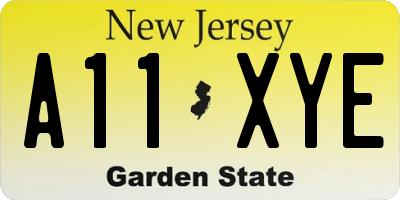 NJ license plate A11XYE