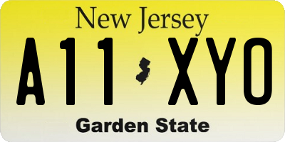 NJ license plate A11XYO