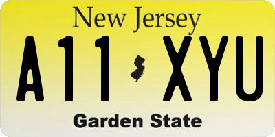 NJ license plate A11XYU