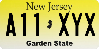 NJ license plate A11XYX