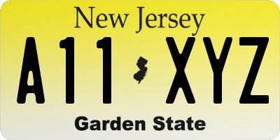 NJ license plate A11XYZ