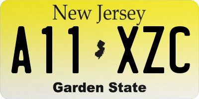 NJ license plate A11XZC