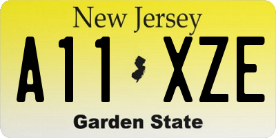 NJ license plate A11XZE