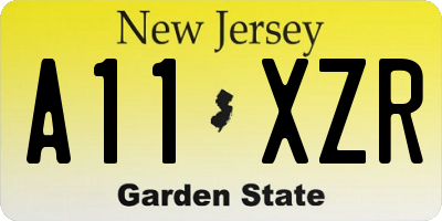 NJ license plate A11XZR