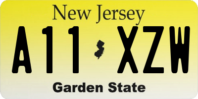 NJ license plate A11XZW