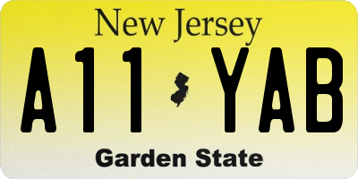 NJ license plate A11YAB