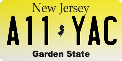 NJ license plate A11YAC