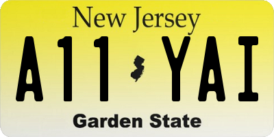 NJ license plate A11YAI