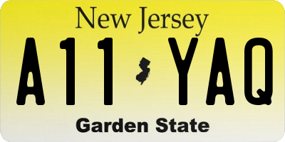 NJ license plate A11YAQ