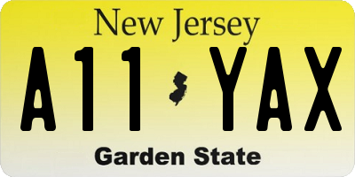 NJ license plate A11YAX