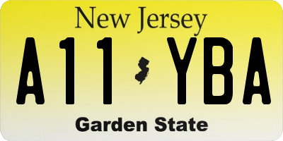 NJ license plate A11YBA