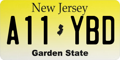 NJ license plate A11YBD