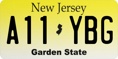 NJ license plate A11YBG