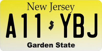 NJ license plate A11YBJ