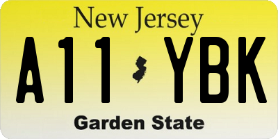 NJ license plate A11YBK