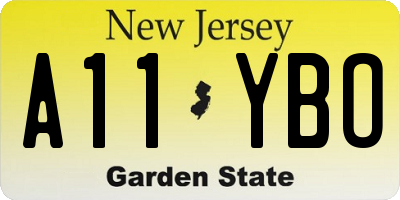 NJ license plate A11YBO