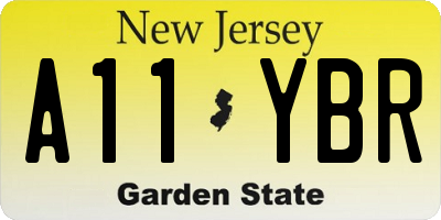 NJ license plate A11YBR