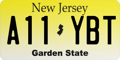 NJ license plate A11YBT