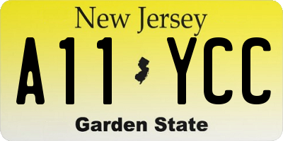 NJ license plate A11YCC